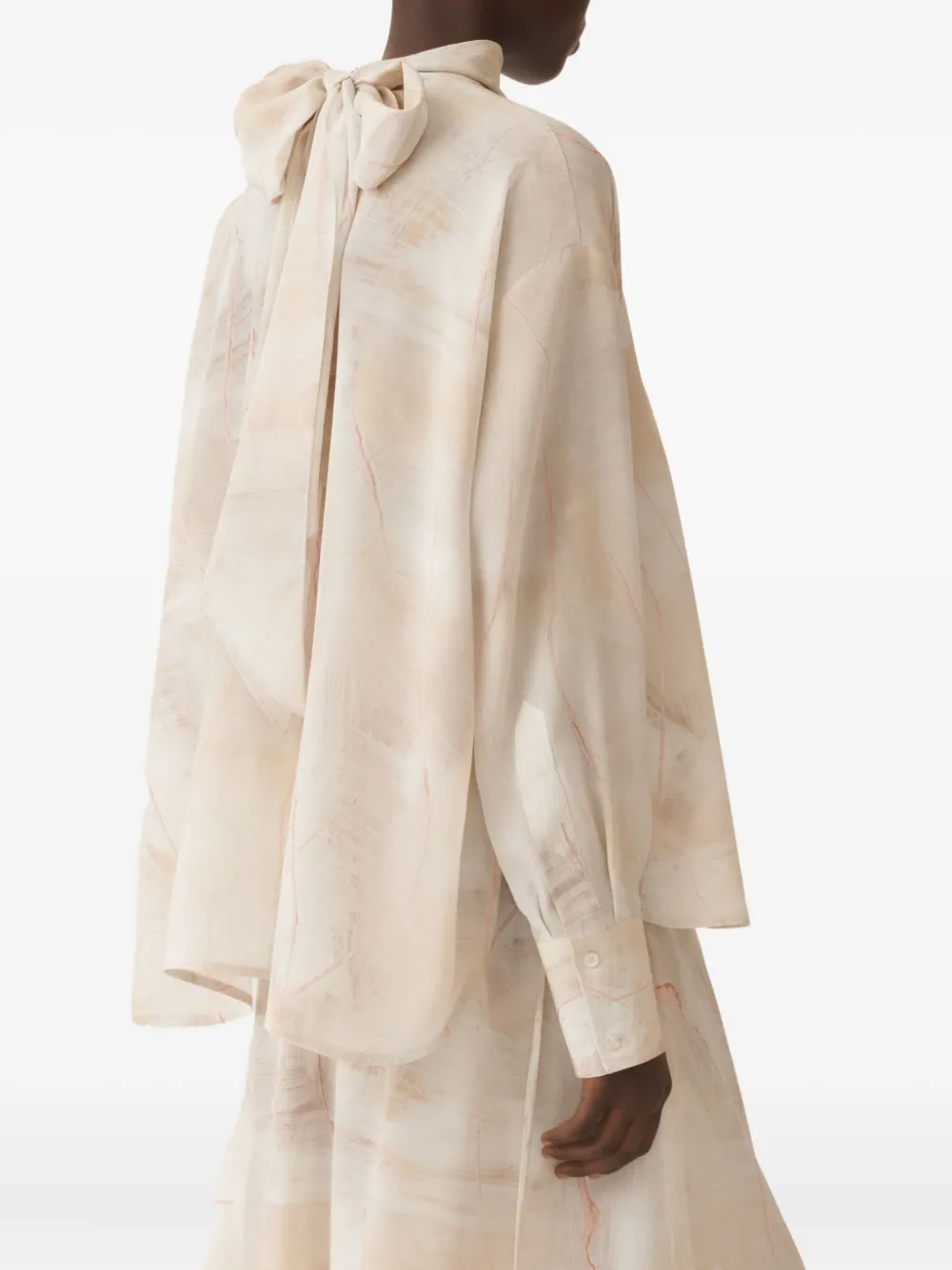 Fabiana Filippi Top met abstracte print en gestrikte hals Beige