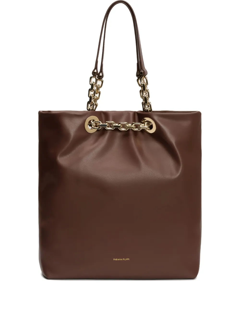 Fabiana Filippi Leren shopper Bruin