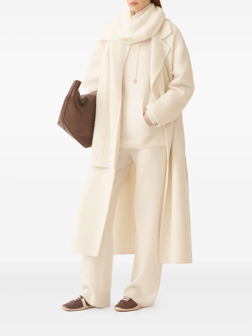 Fabiana Filippi Geribbelde trui met capuchon Wit