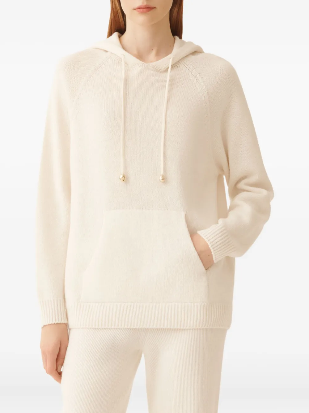 Fabiana Filippi Geribbelde trui met capuchon Wit