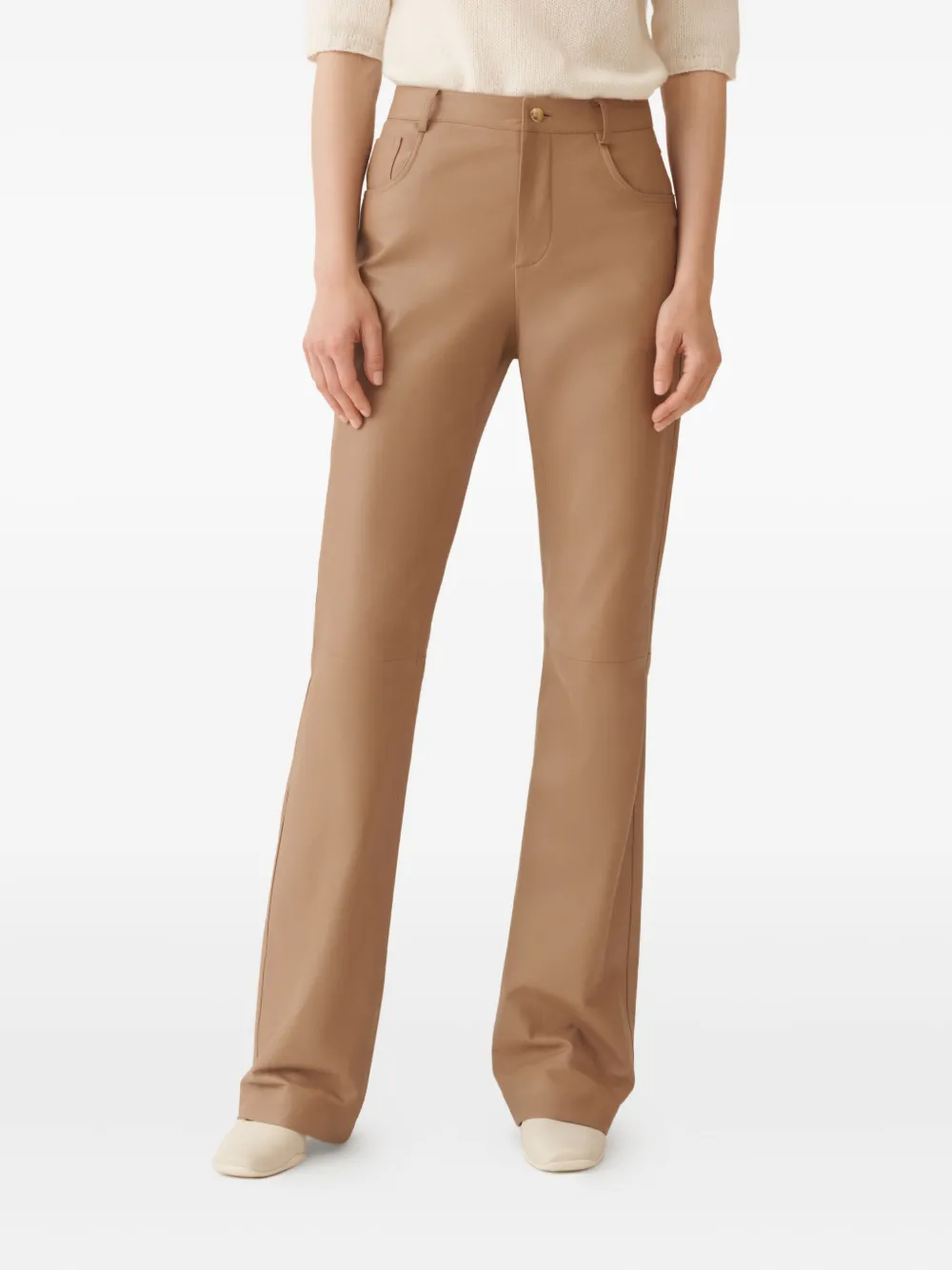 Fabiana Filippi Leren flared broek Bruin
