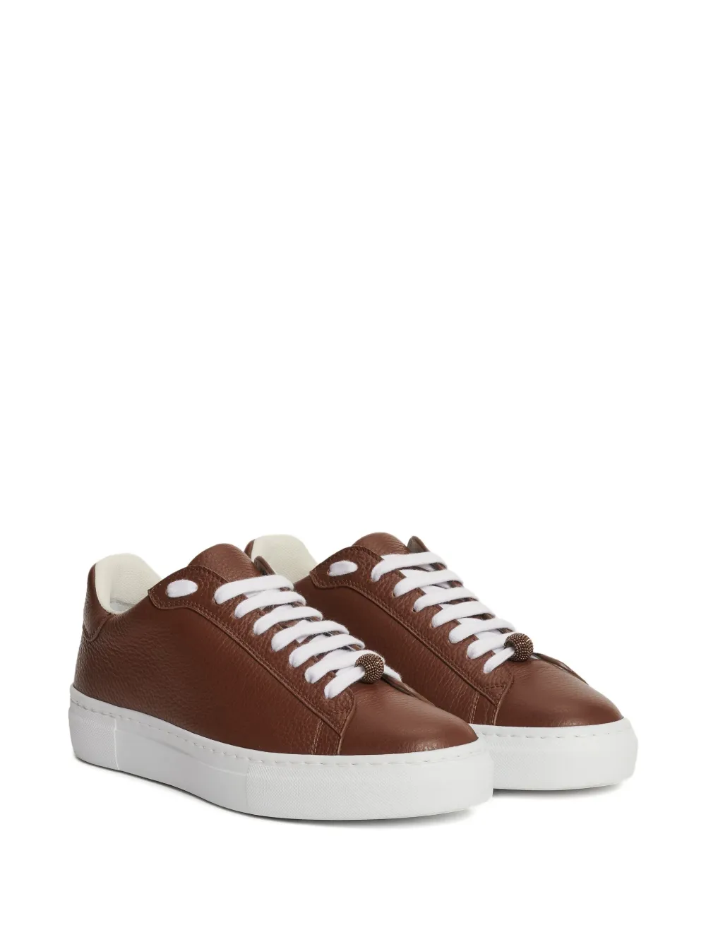 Fabiana Filippi loop charm-detail lace-up sneakers Brown