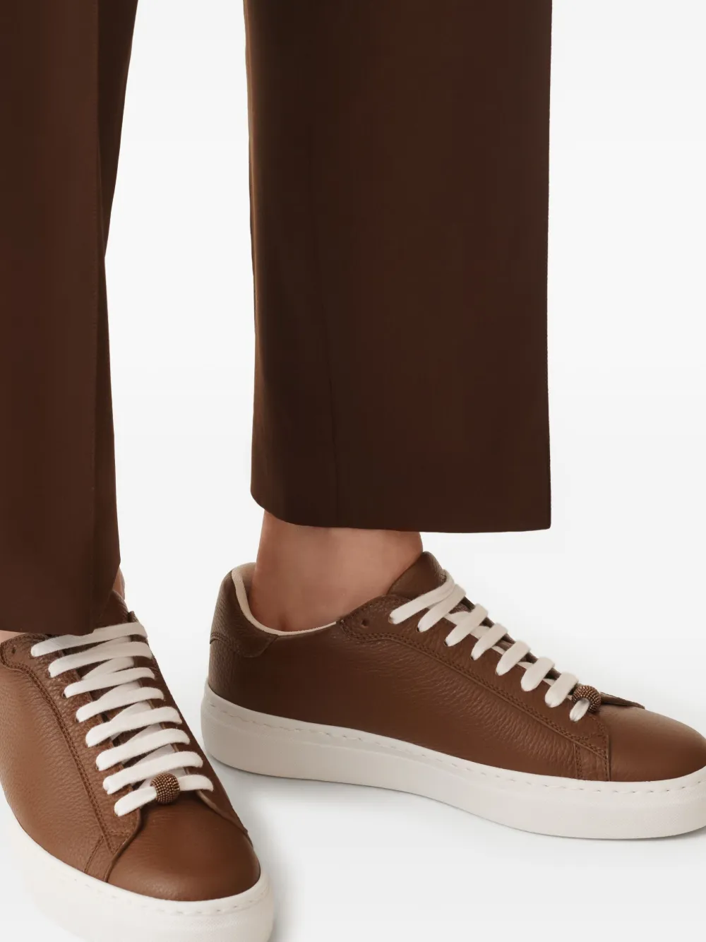 Fabiana Filippi loop charm-detail lace-up sneakers Brown