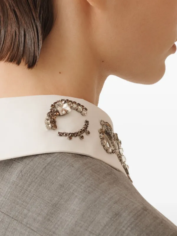Fabiana Filippi embellished-collar Midi Dress | Grey | FARFETCH GE