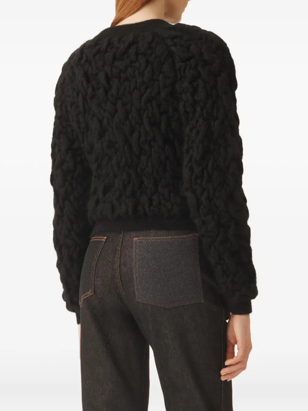 Fabiana Filippi Bubble-knit Zip-front Cardigan In Black