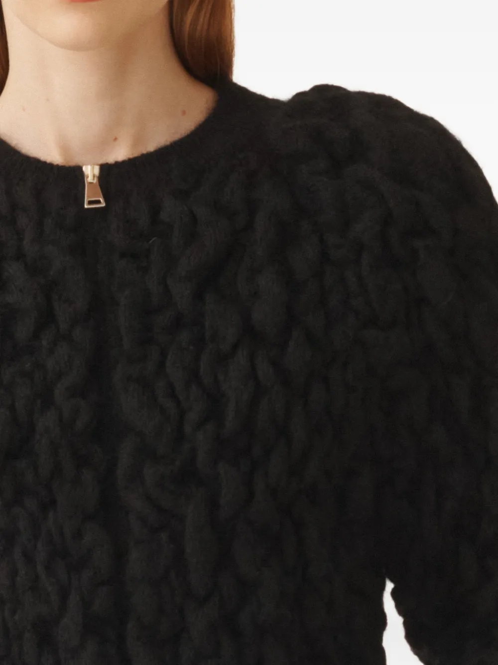 Fabiana Filippi Bubble-knit Zip-front Cardigan In Black