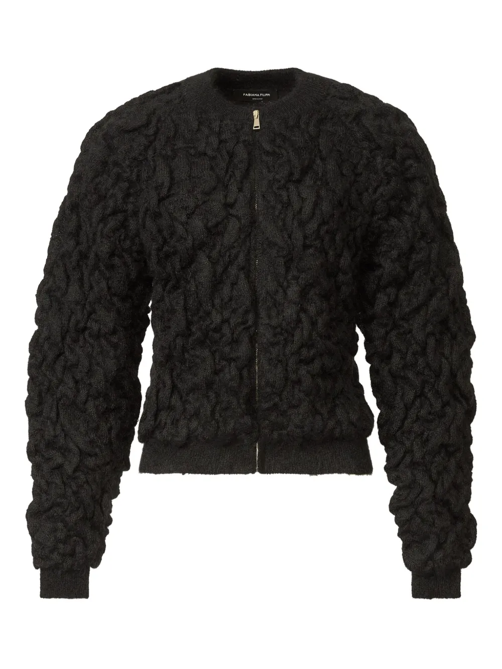 Fabiana Filippi Bubble-knit Zip-front Cardigan In Black