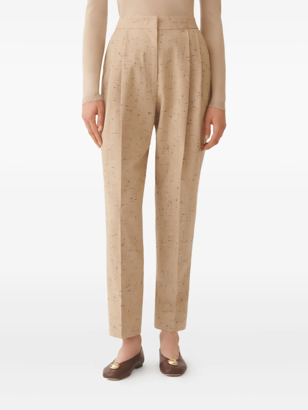 Fabiana Filippi Geplooide broek met spikkels Beige