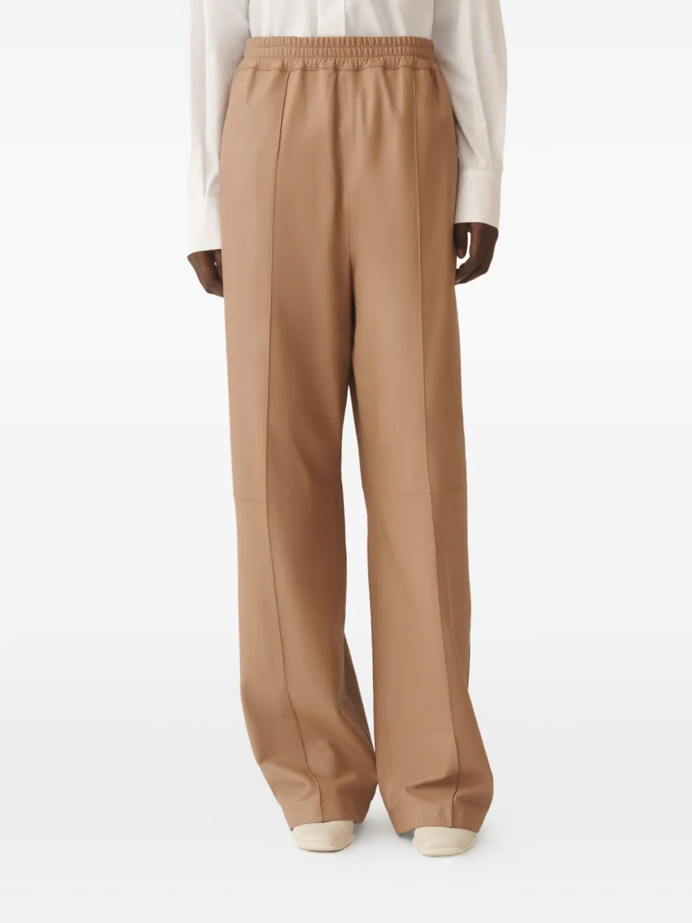 Fabiana Filippi Leren broek met elastische taille Bruin