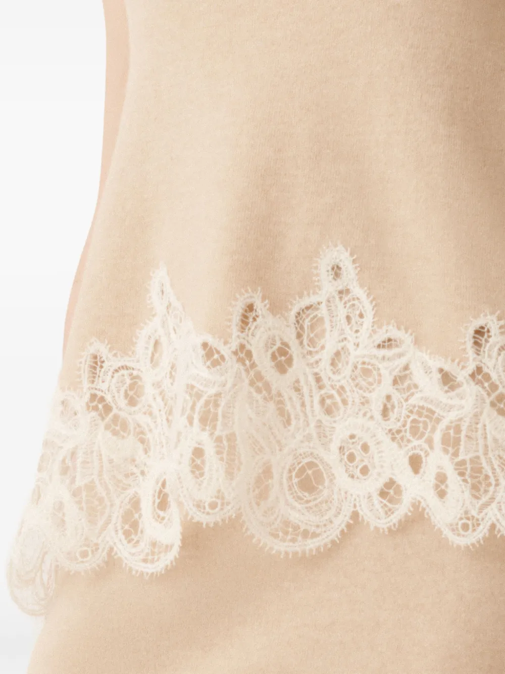 Fabiana Filippi Gebreide tanktop met kanten afwerking Beige