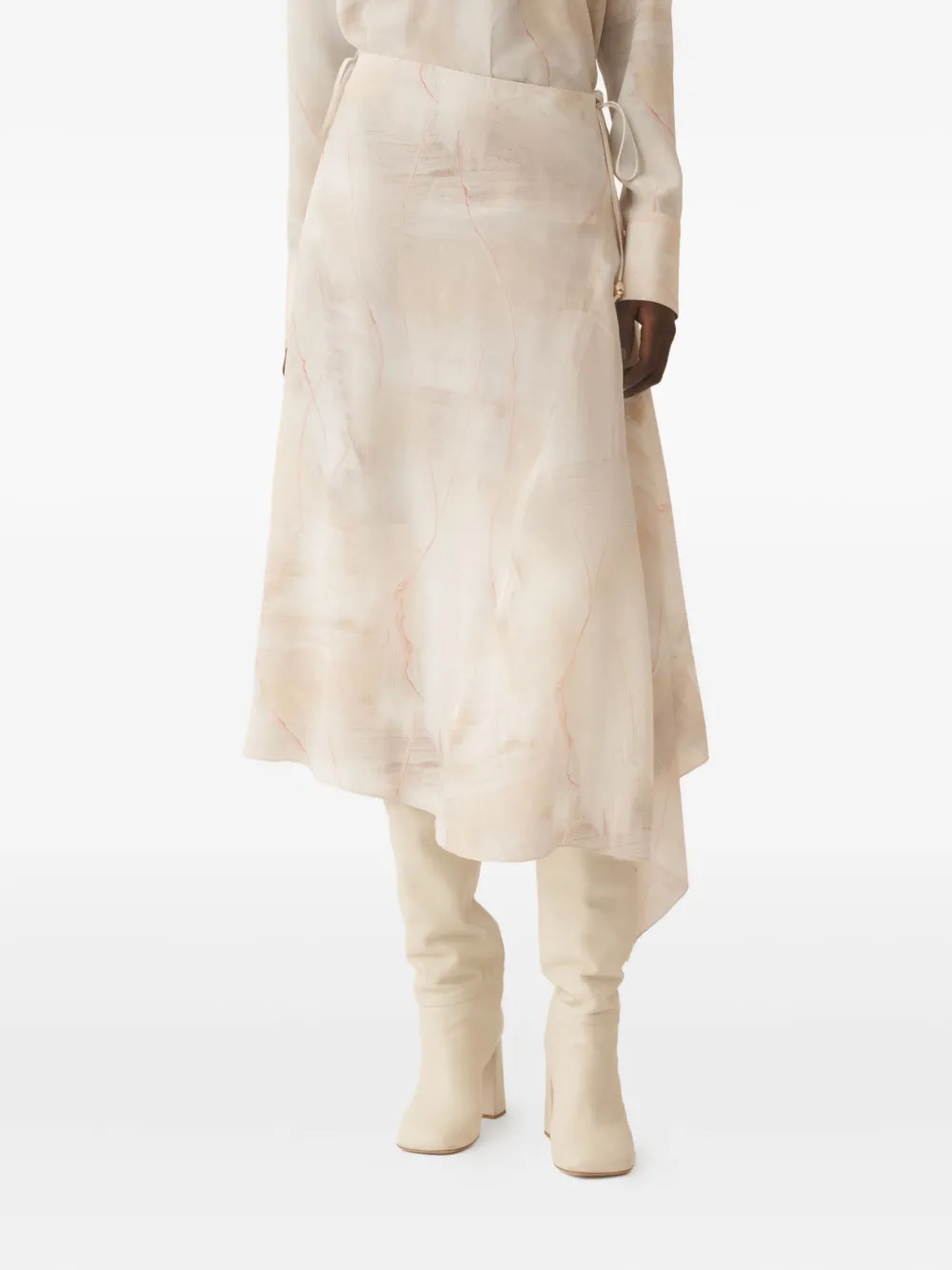 Fabiana Filippi Asymmetrische rok met print Beige