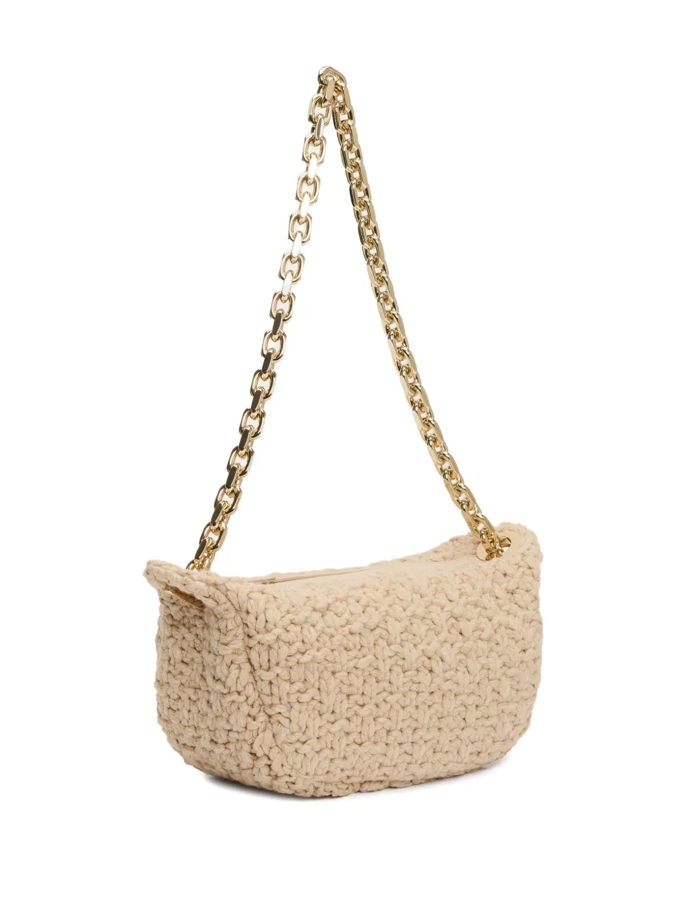 Fabiana Filippi Gebreide schoudertas met kettingband Beige