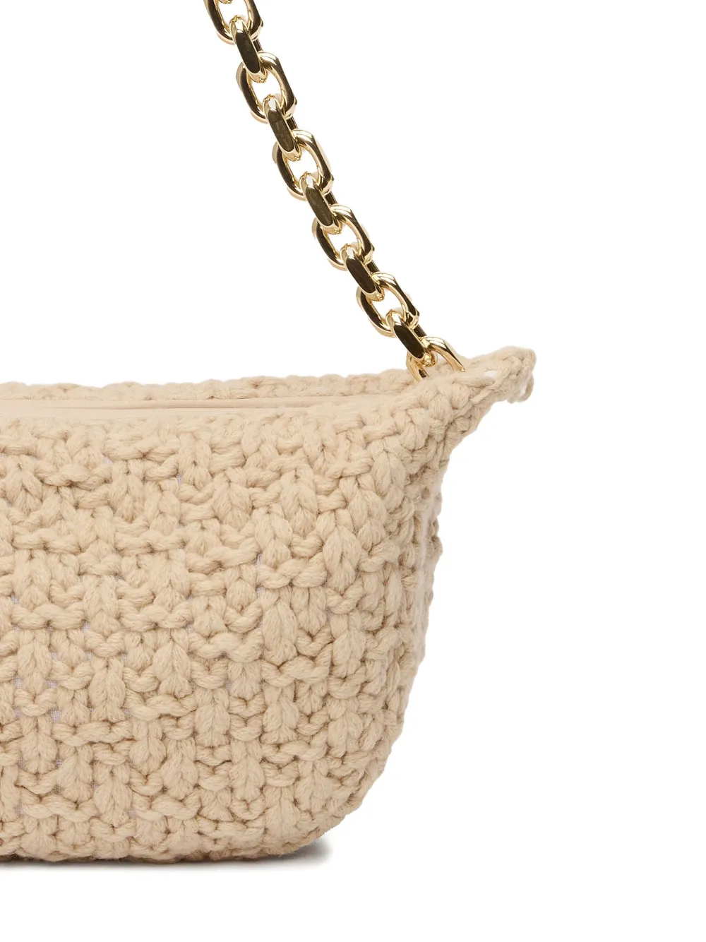Fabiana Filippi Gebreide schoudertas met kettingband Beige