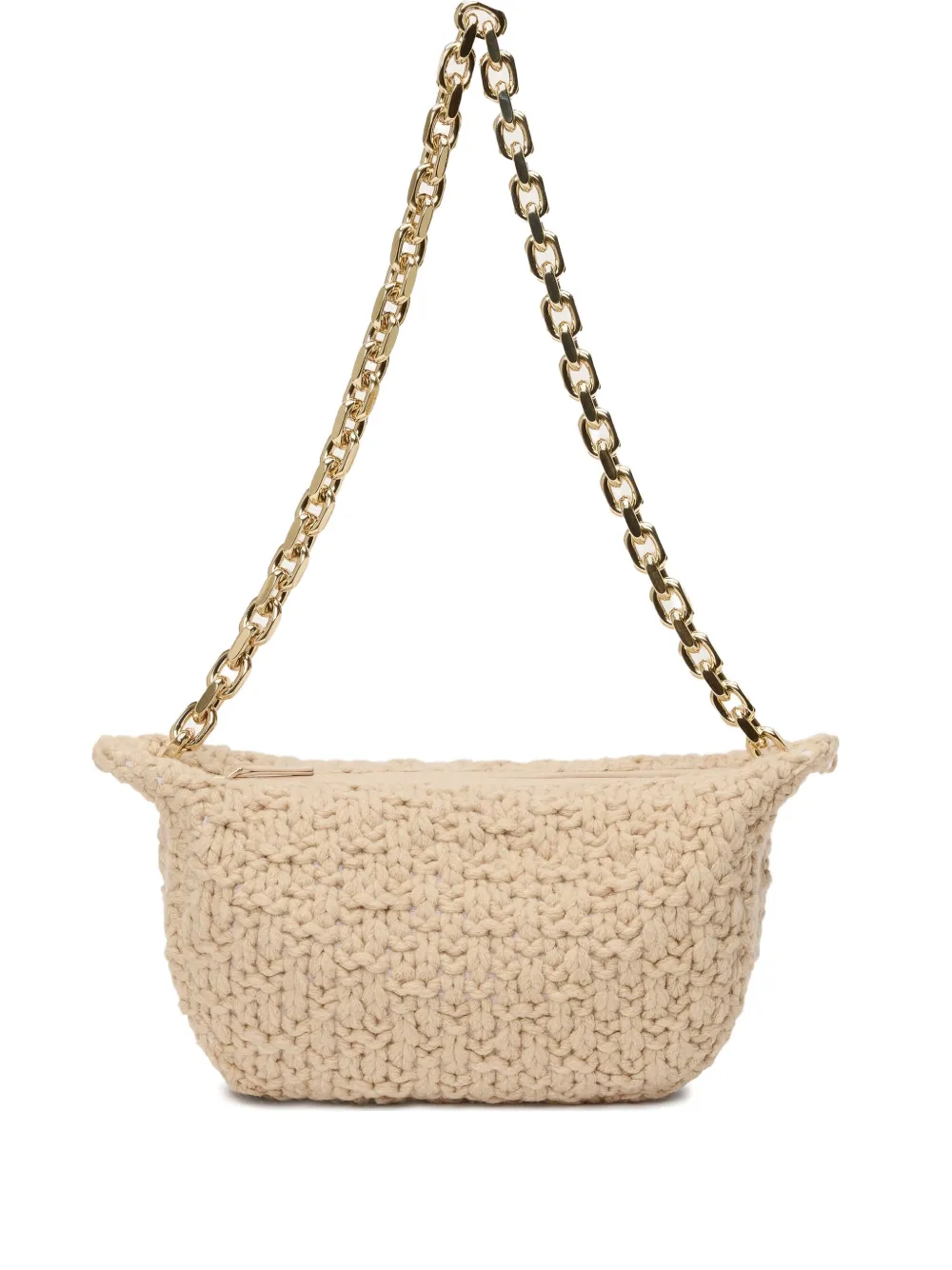 Fabiana Filippi Gebreide schoudertas met kettingband Beige