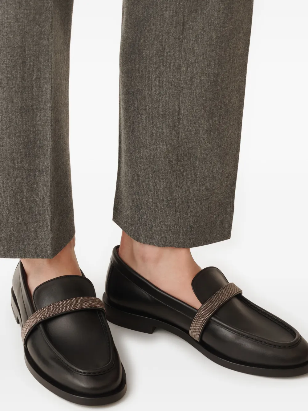 Fabiana Filippi chain-embellished loafers Black