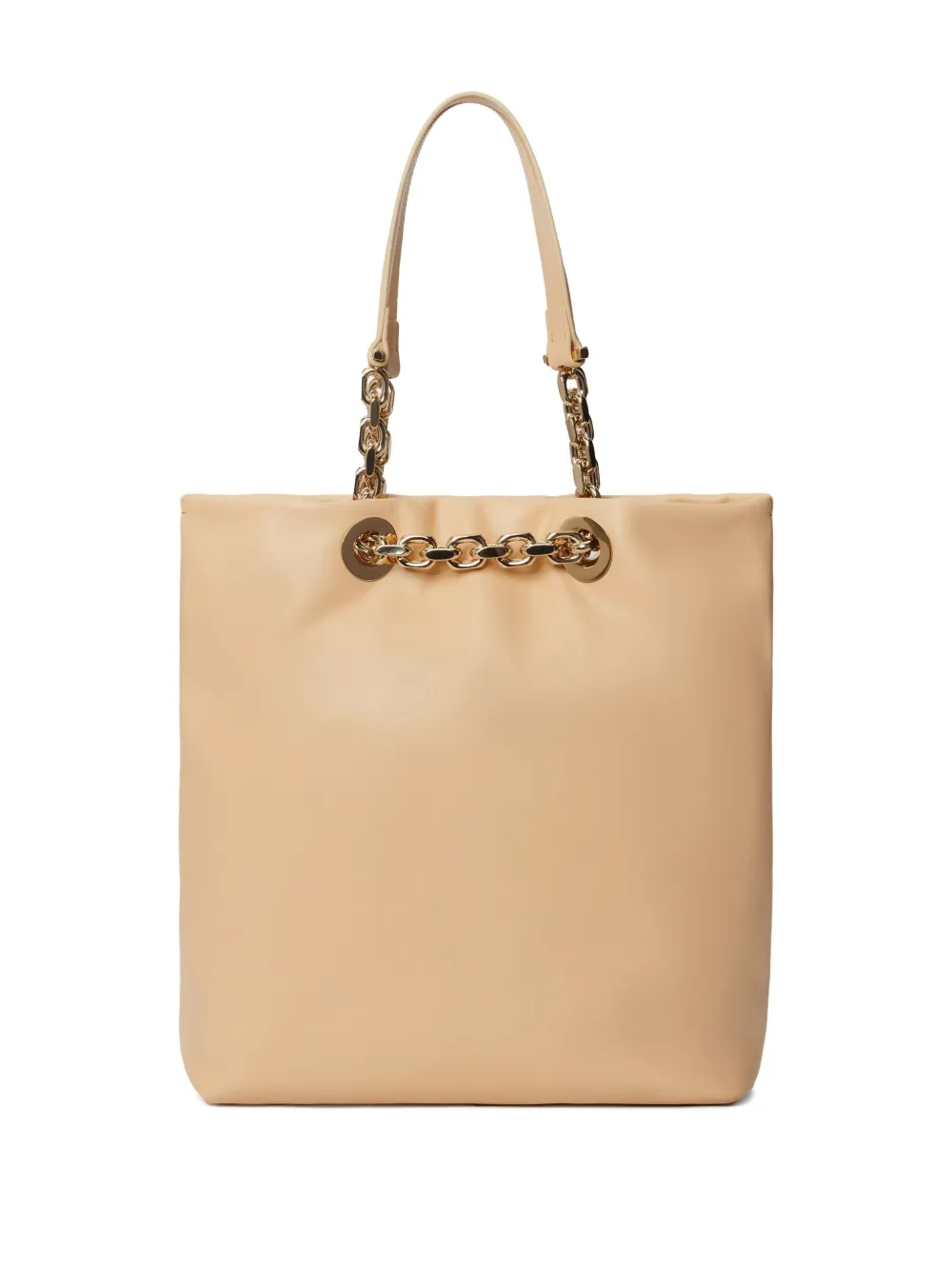 Fabiana Filippi Leren shopper met ketting afwerking Beige