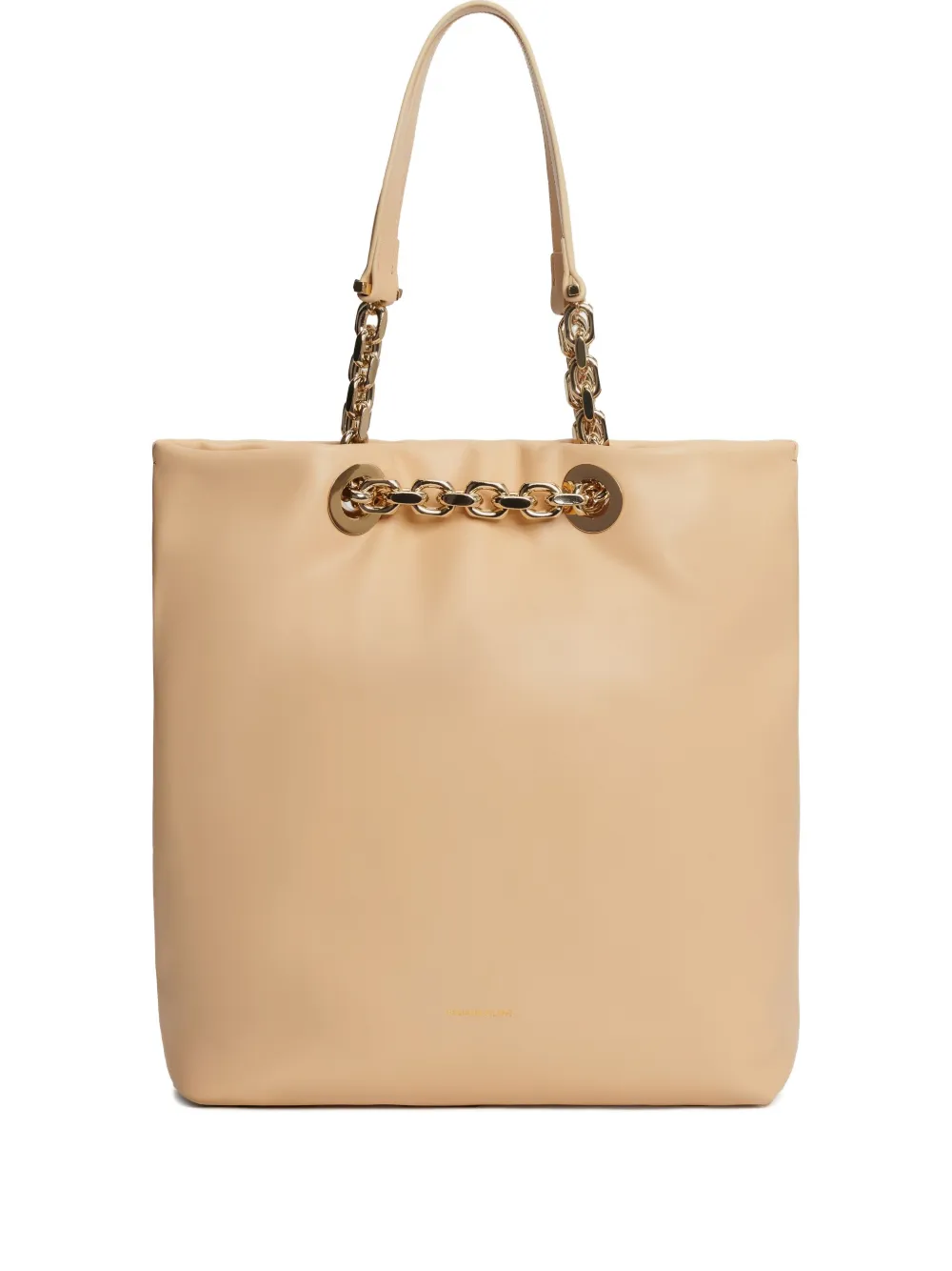 Fabiana Filippi Leren shopper met ketting afwerking Beige