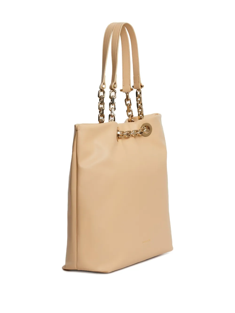 Fabiana Filippi Leren shopper met ketting afwerking Beige