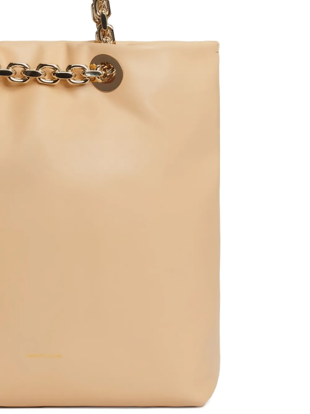 Fabiana Filippi Leren shopper met ketting afwerking Beige