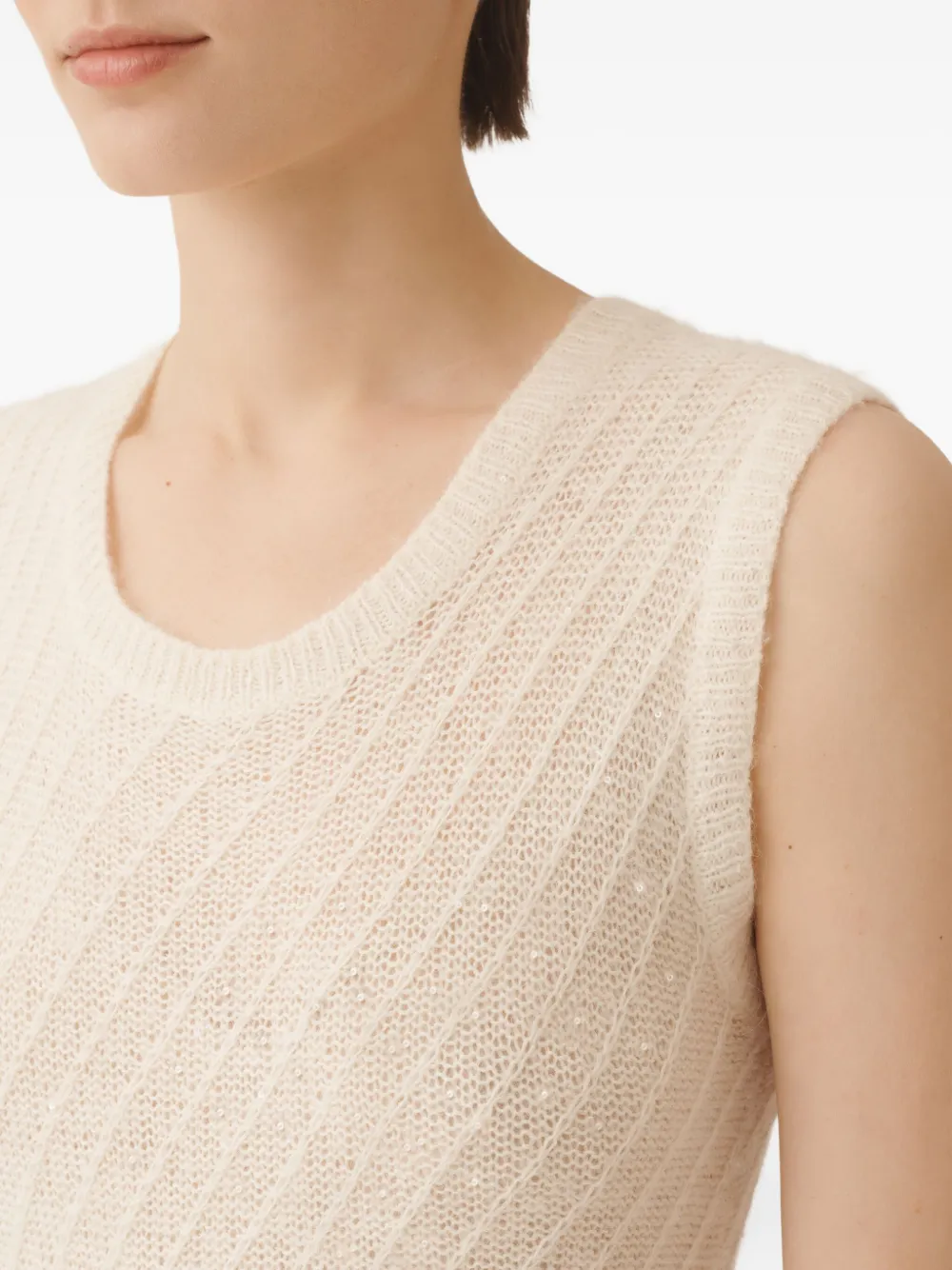 Fabiana Filippi Mouwloze jurk met diagonale streep Wit
