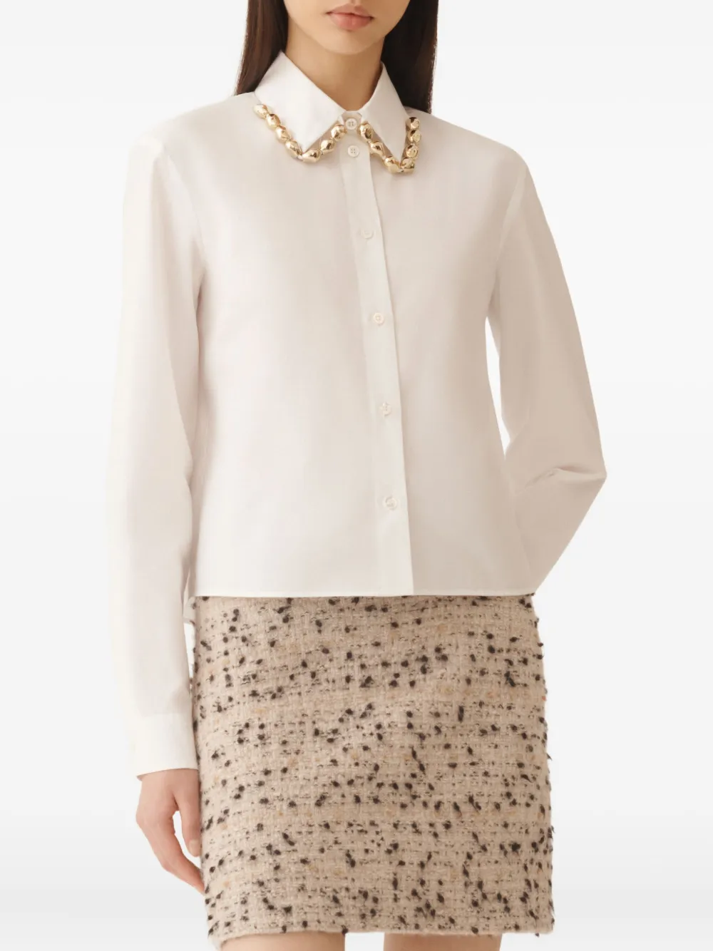 Fabiana Filippi Embellished Collar Long Sleeves Shirt In White