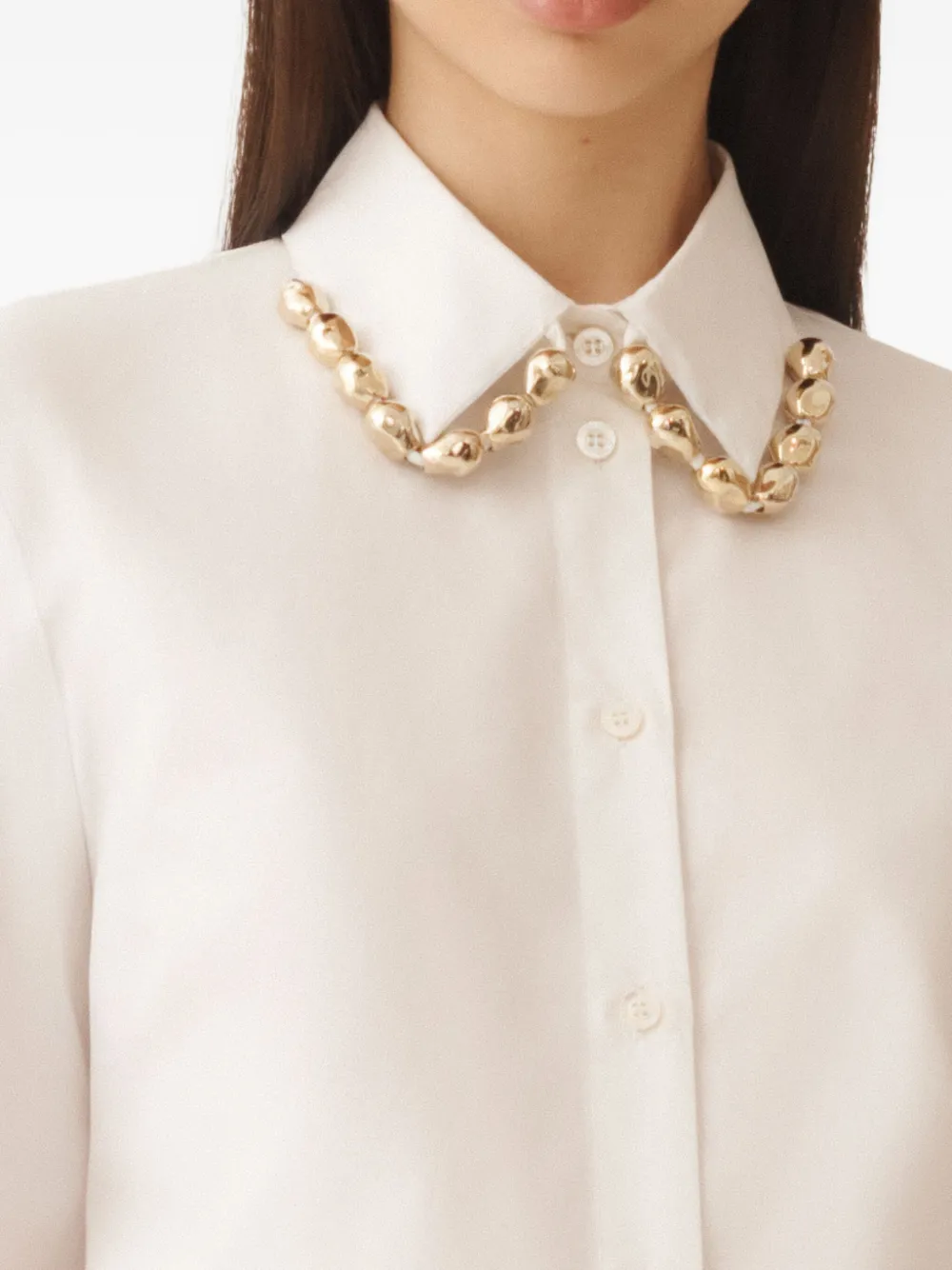 Fabiana Filippi Embellished Collar Long Sleeves Shirt In White