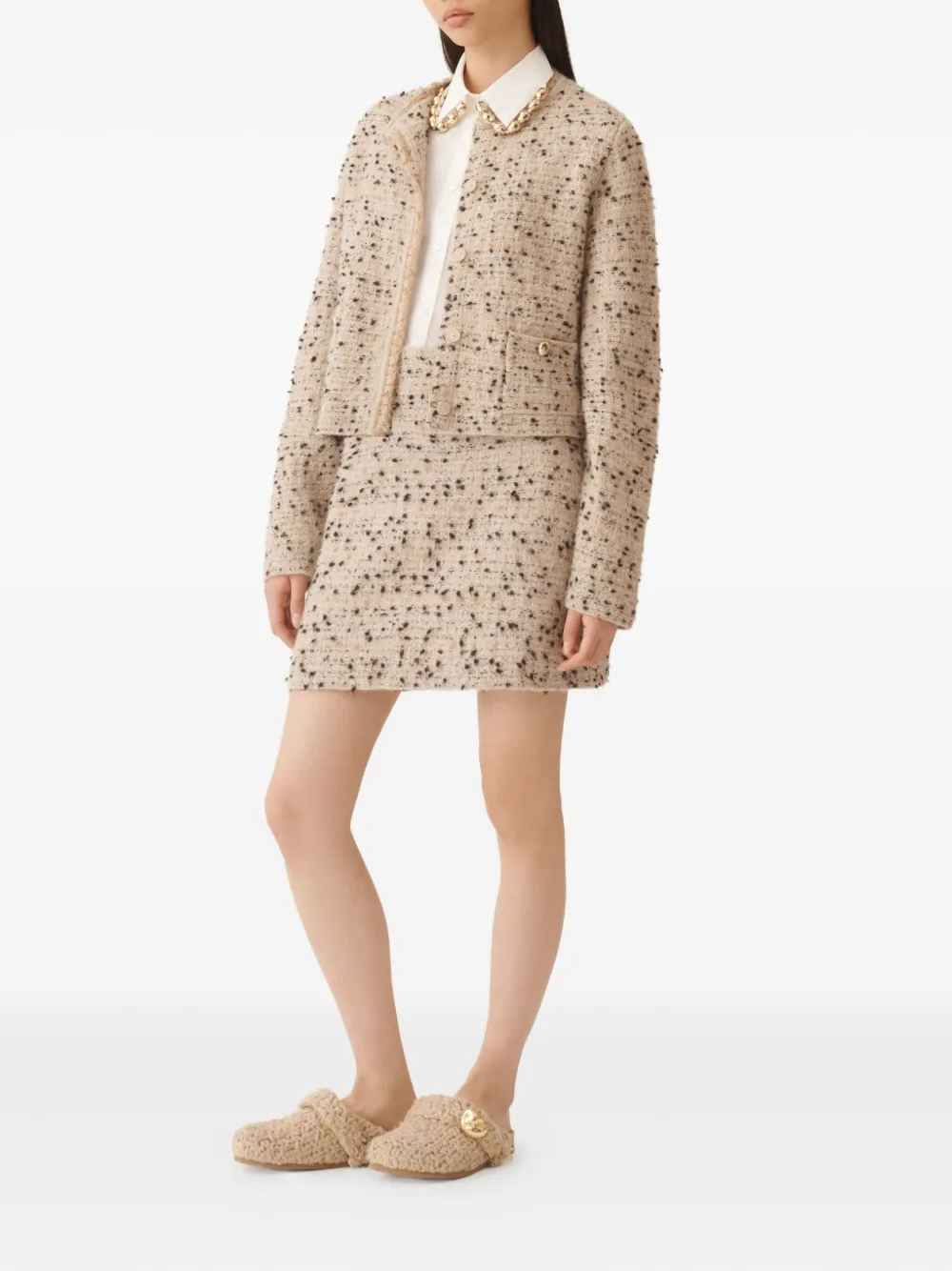 Fabiana Filippi Popeline blouse verfraaid met ketting - Wit