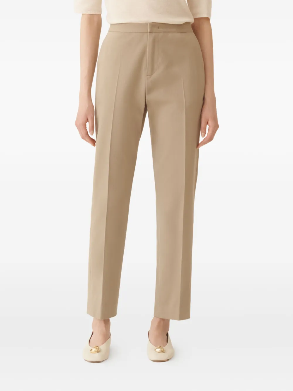 Fabiana Filippi Montefalco katoenen straight broek met rits Beige
