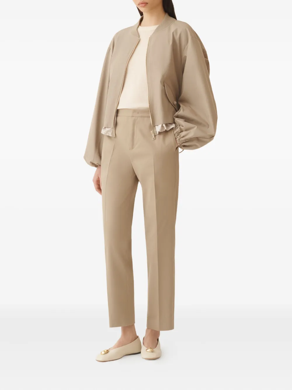 Fabiana Filippi Montefalco katoenen straight broek met rits Beige