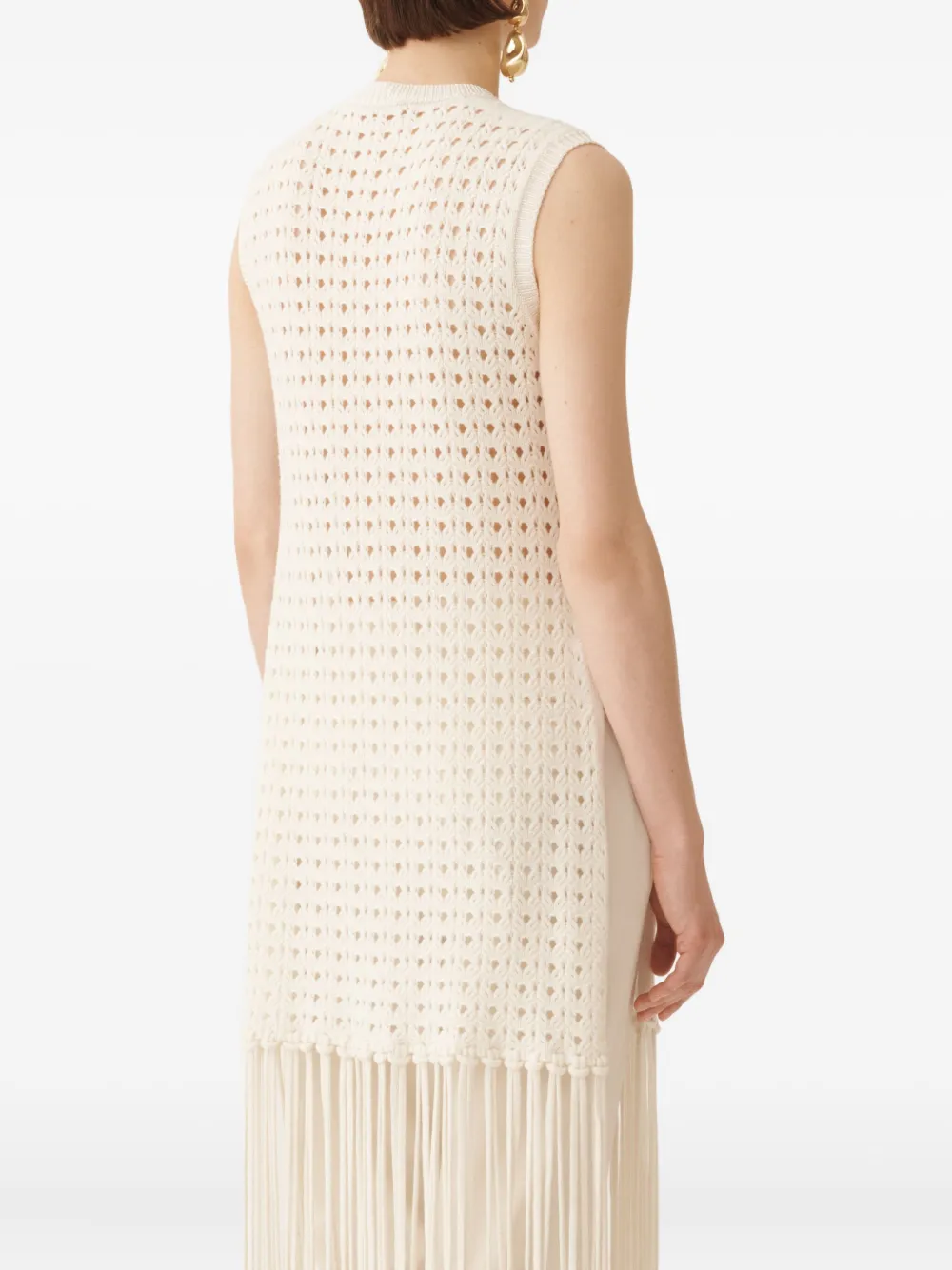 Fabiana Filippi Gehaakte top met franje Beige