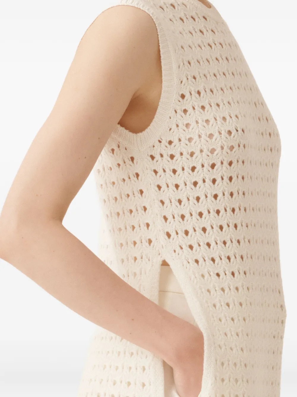 Fabiana Filippi Gehaakte top met franje Beige