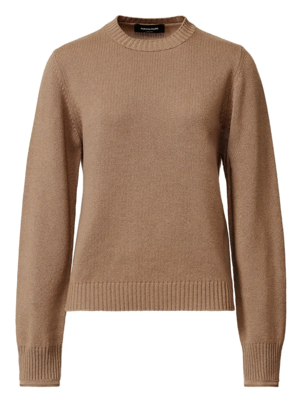 Fabiana Filippi ribbed-cuff round-neck sweater | Brown | Image 1