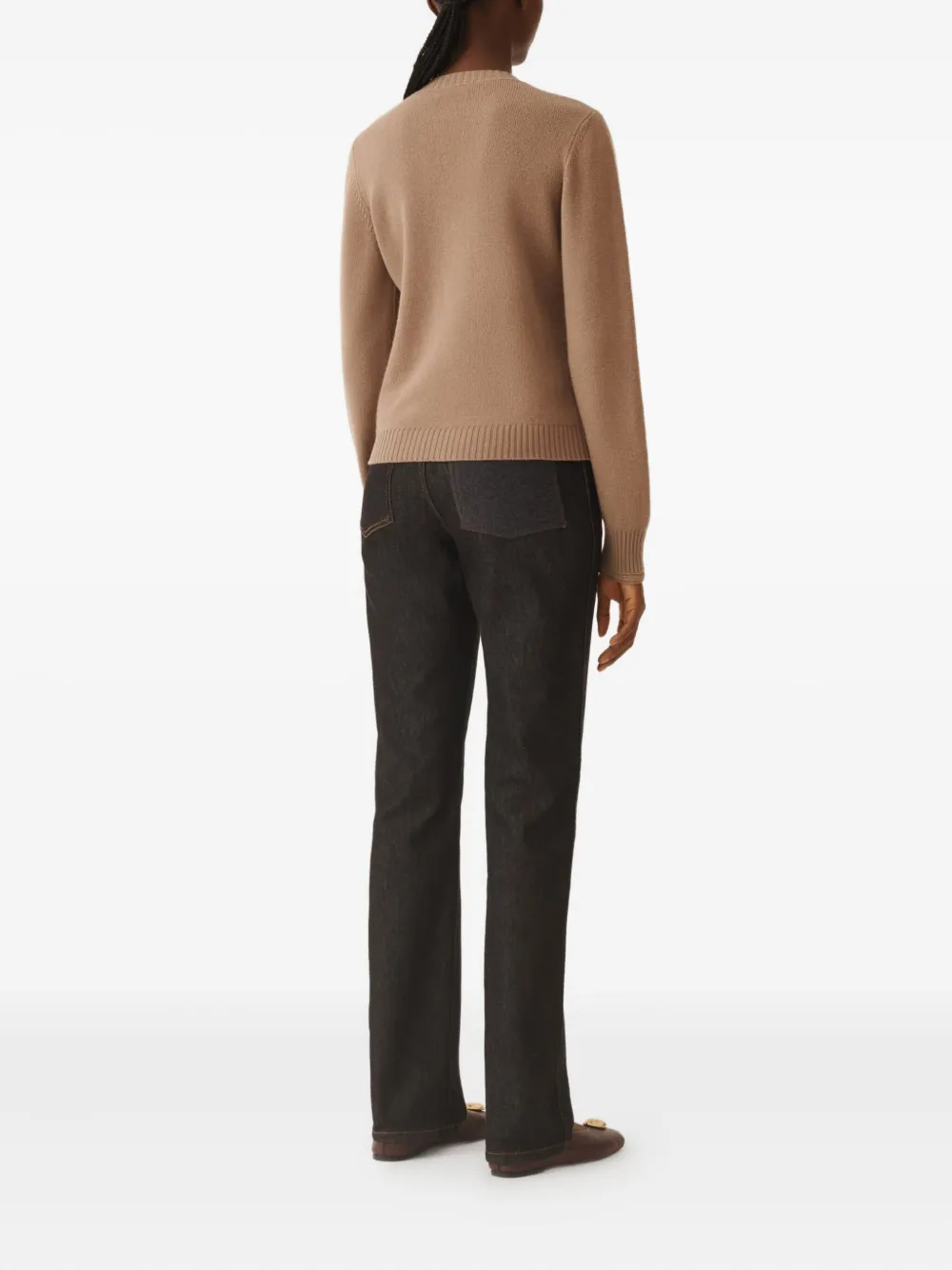 Fabiana Filippi Ribbed-cuff Round-neck Sweater In Gold
