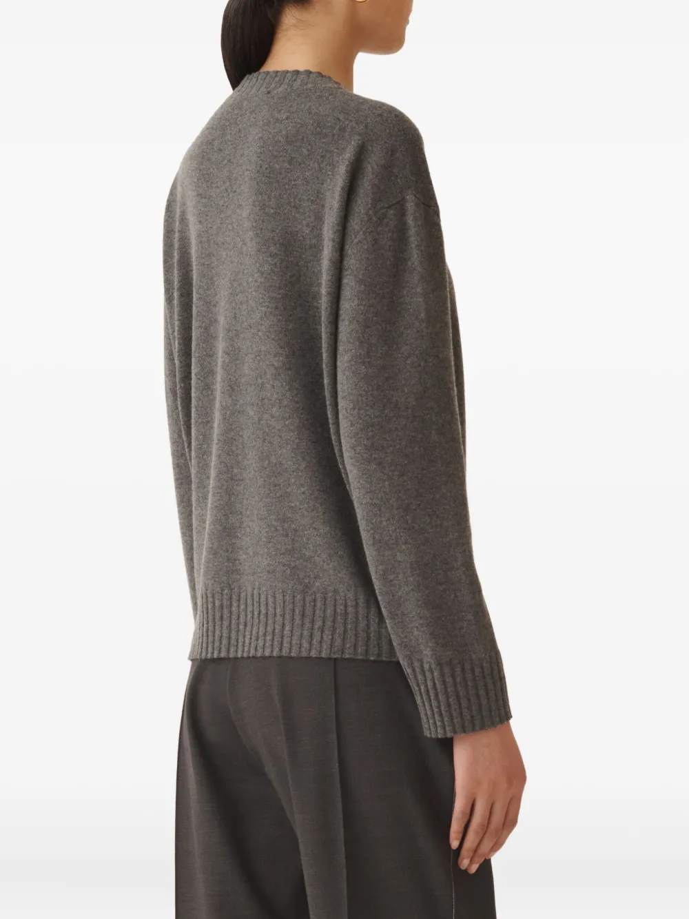 Fabiana Filippi Trui met V-hals en geribbelde afwerking Grijs