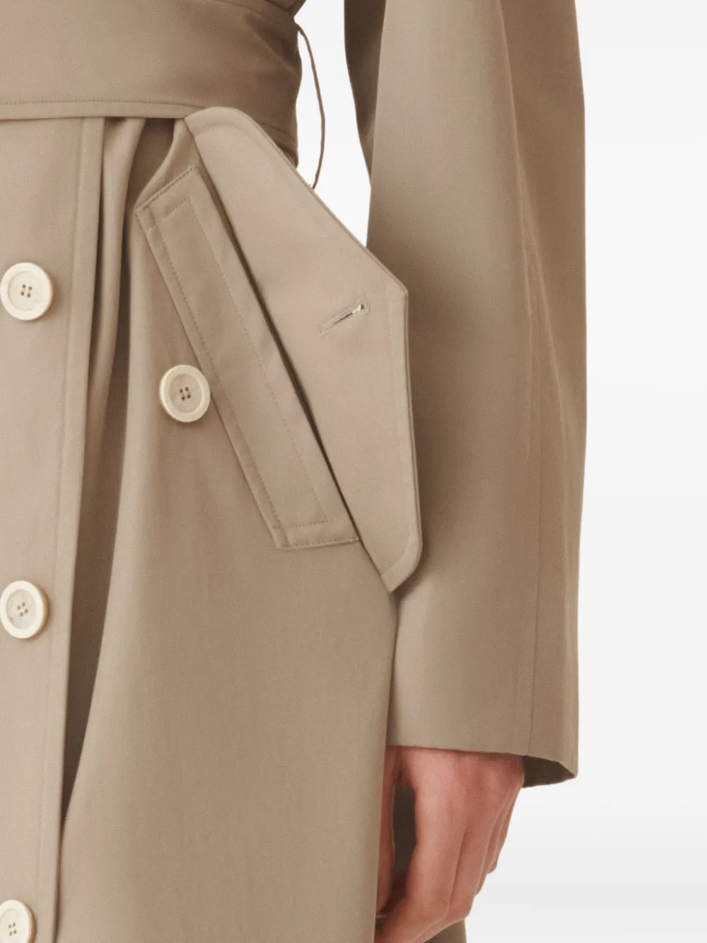 Fabiana Filippi Trenchcoat met geplooide rug en ceintuur Beige