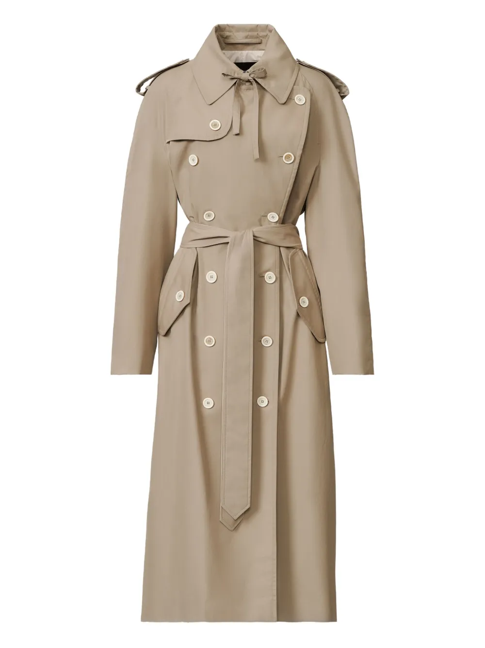Fabiana Filippi Trenchcoat met geplooide rug en ceintuur Beige