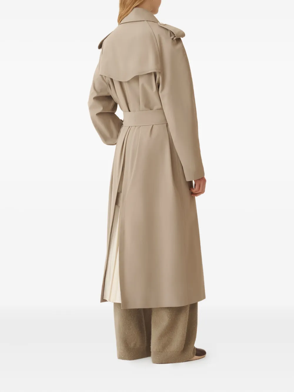 Fabiana Filippi Trenchcoat met geplooide rug en ceintuur Beige