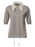 Fabiana Filippi lace-collar short-sleeved top - Grey