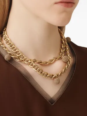 [FABIANA FILIPPI]チェーンエフェクトネックレス Fabiana Filippi chain-effect Rhinestone Necklace | Silver