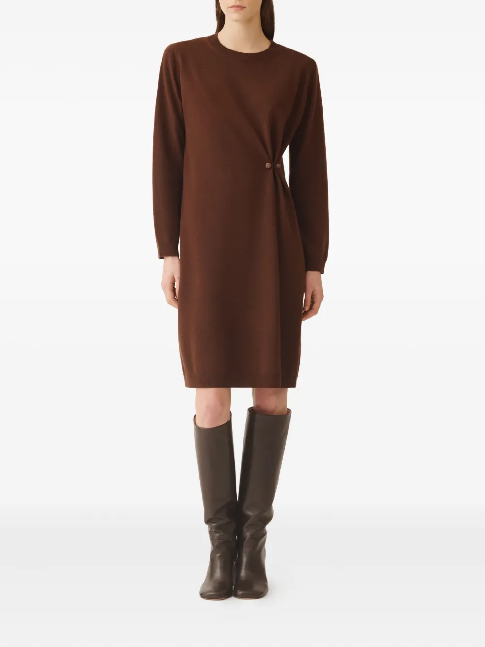 Fabiana Filippi Gedraaide jurk met knoopdetail Bruin