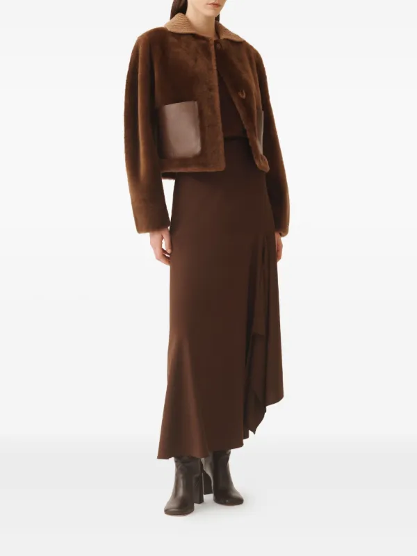 ＹＫ　FABIANA FILIPPI ブラウン ジャケット Fabiana Filippi leather-panel Shearling Jacket | Brown | FARFETCH ZA