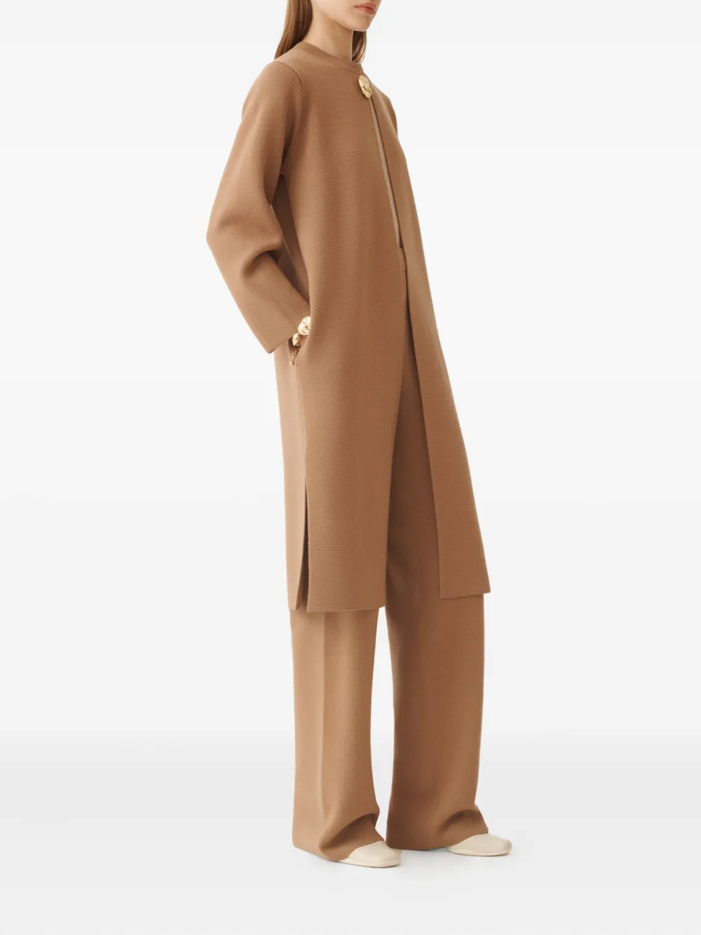 Fabiana Filippi Gebreide jas met knoopdetail Bruin