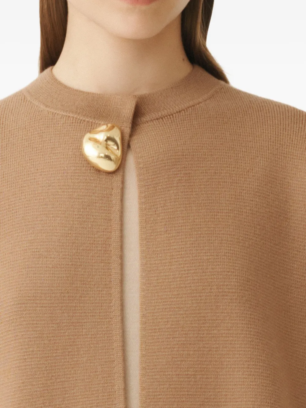 Fabiana Filippi Gebreide jas met knoopdetail Bruin