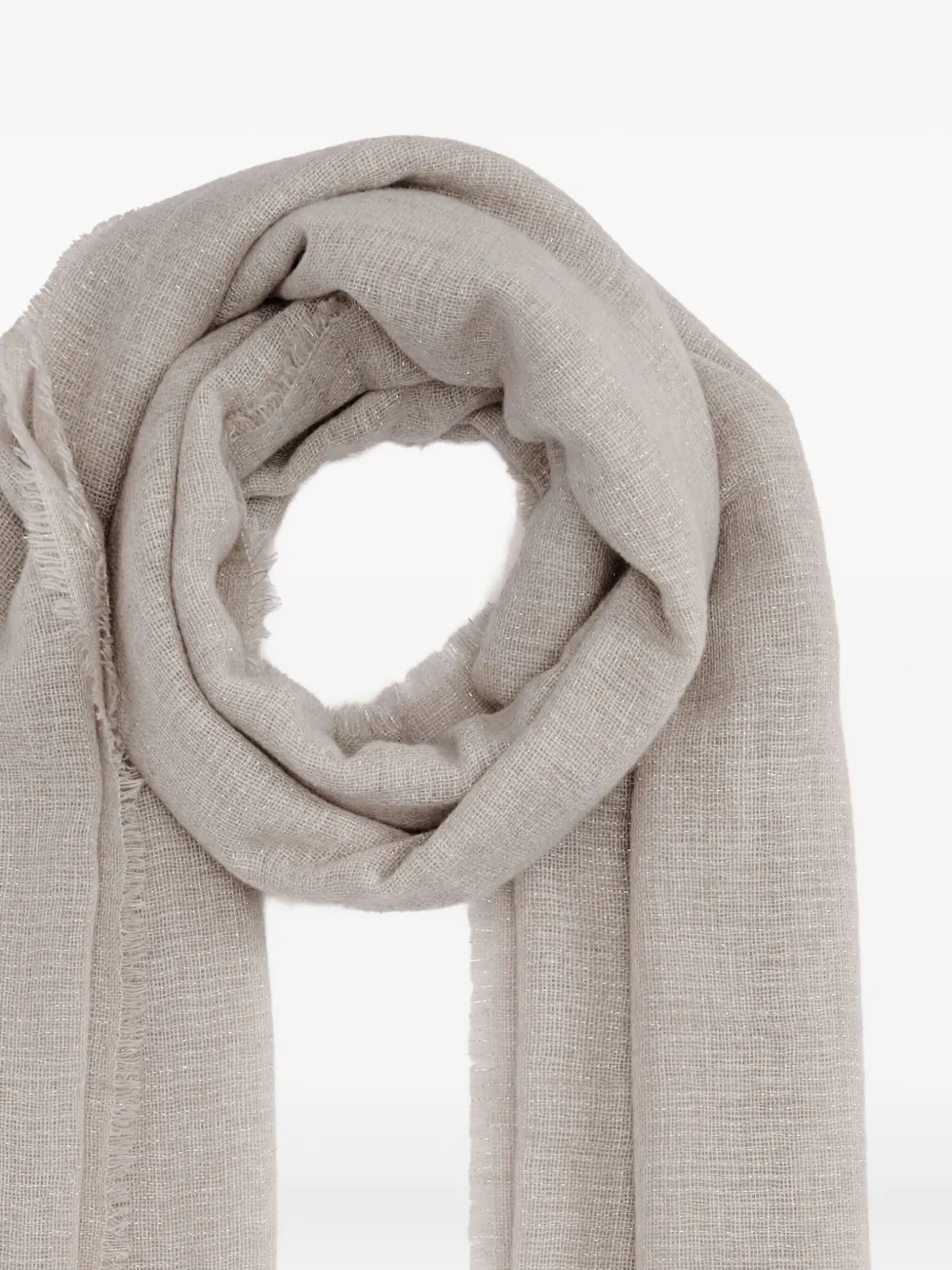 Fabiana Filippi Metallic-thread Fringed Scarf In Gray