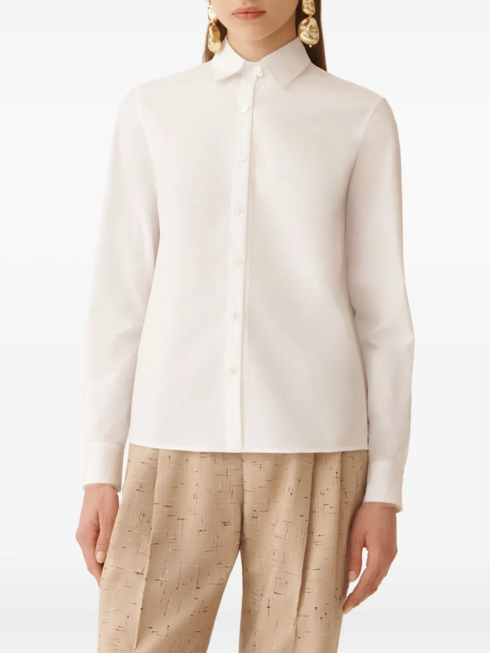 Fabiana Filippi Popeline blouse met tulen afwerking Wit