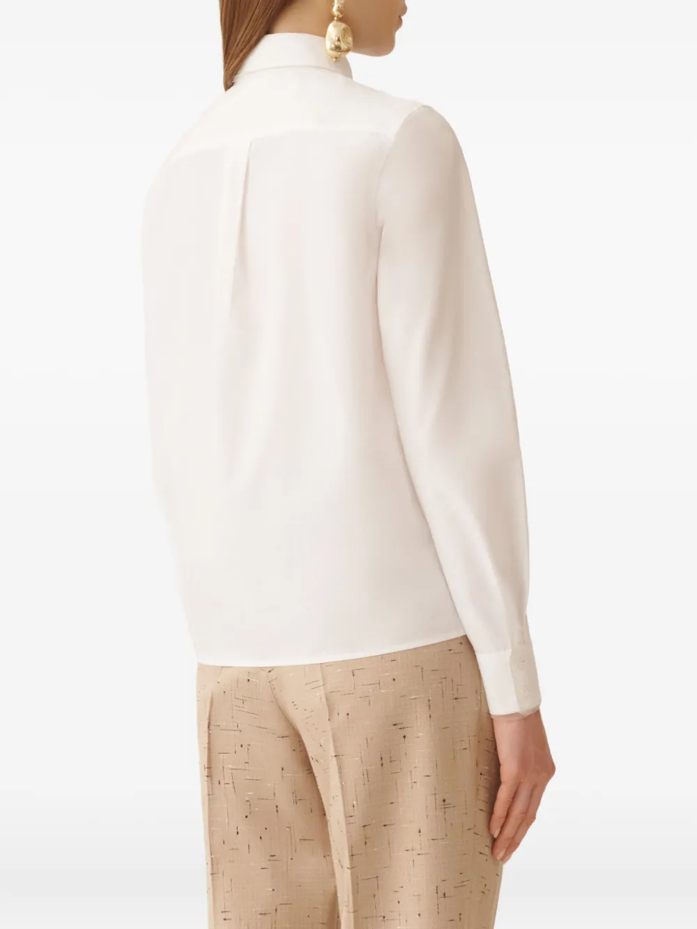 Fabiana Filippi Popeline blouse met tulen afwerking Wit