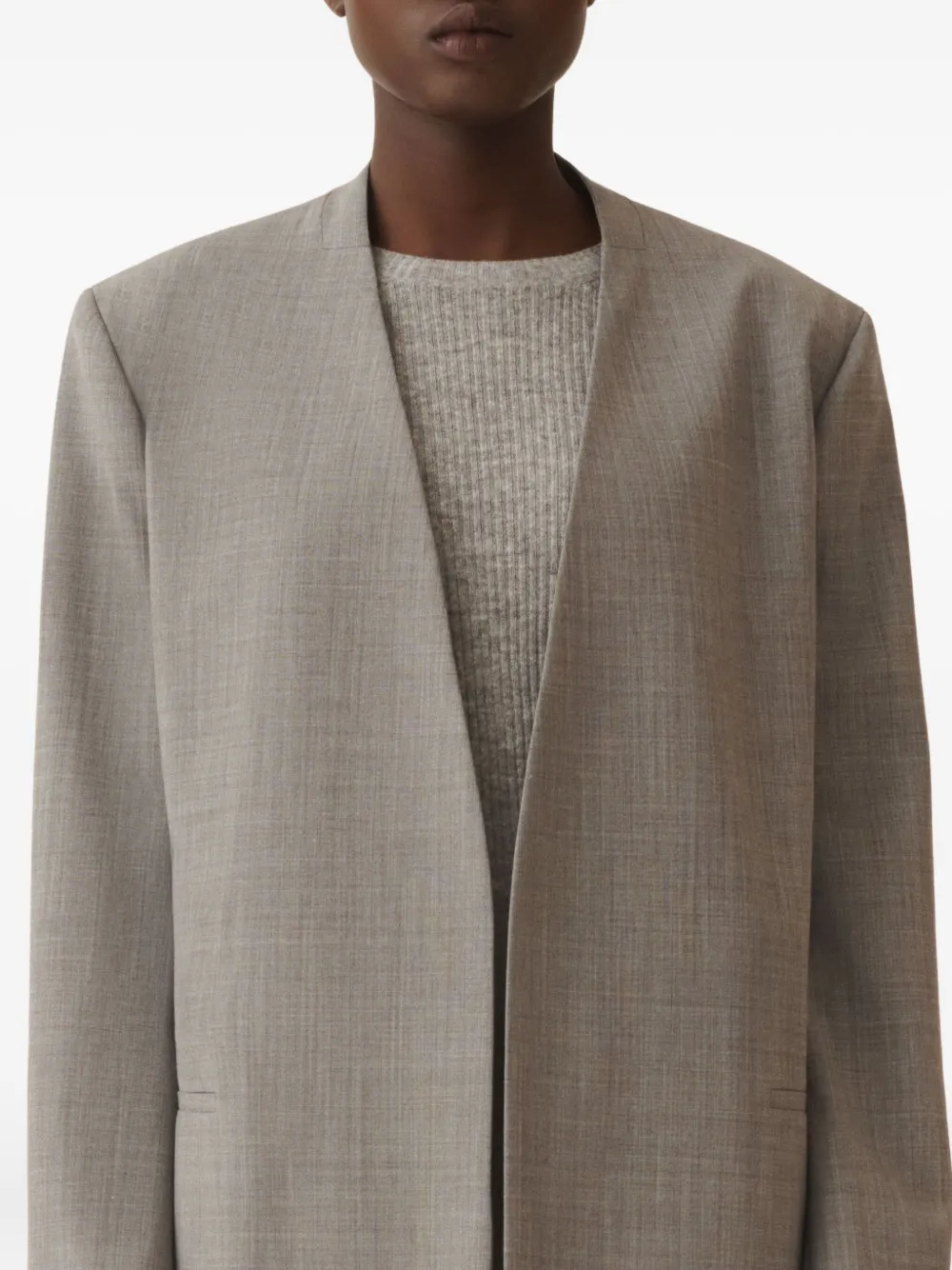 Fabiana Filippi V-neckline Belted Jacket In Gray