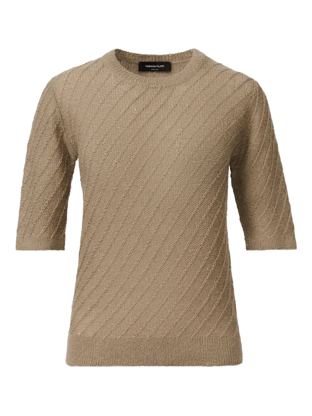 Fabiana Filippi Gebreide top met korte mouwen Beige