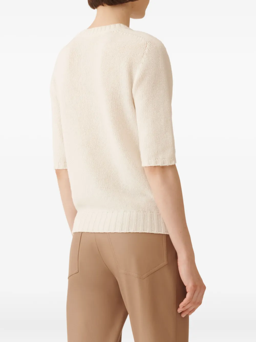 Fabiana Filippi Verfraaide trui met korte mouwen Beige