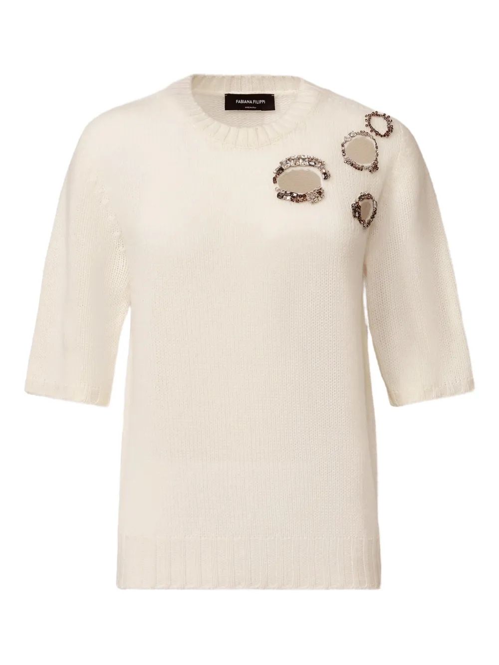 Fabiana Filippi Verfraaide trui met korte mouwen Beige